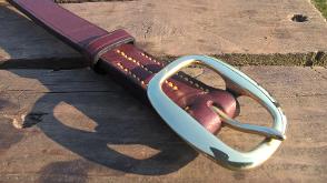 Rochester handmade leather belt with swage headcollar buckle